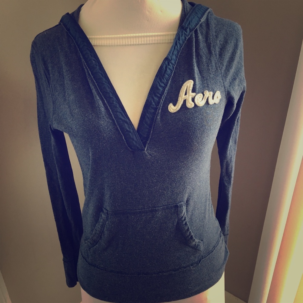 Aero Blue Hooded Long Sleeve Top